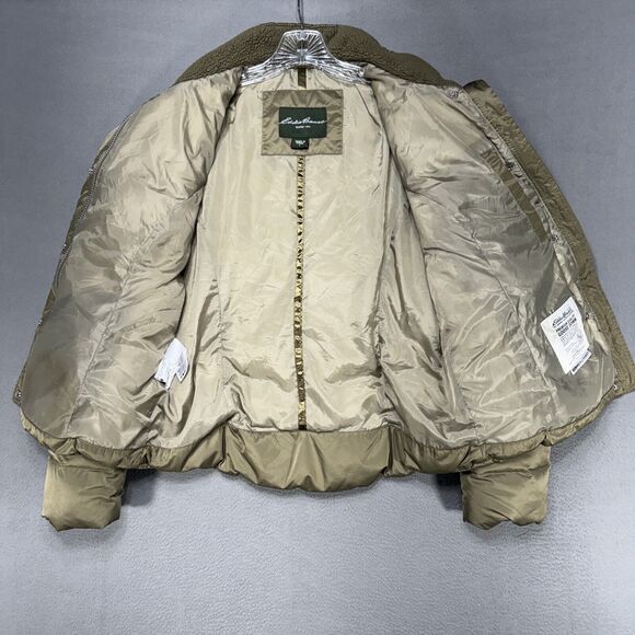 Eddie Bauer EB550 Jacket‎ Womens L Goose Down Gold Quilted Puffer Coat Full Zip - Picture 8 of 16
